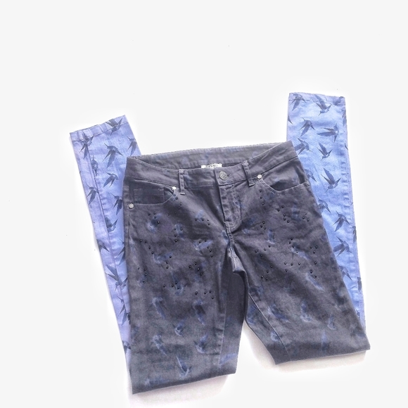 BUFFALO David Bitton skinny Jeans Pants Ombre Humming Bird Pattern Sz 26 - Picture 3 of 10